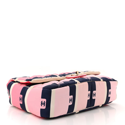 Chanel Nylon Printed Medium Flap Pink Navy White 4 of 11