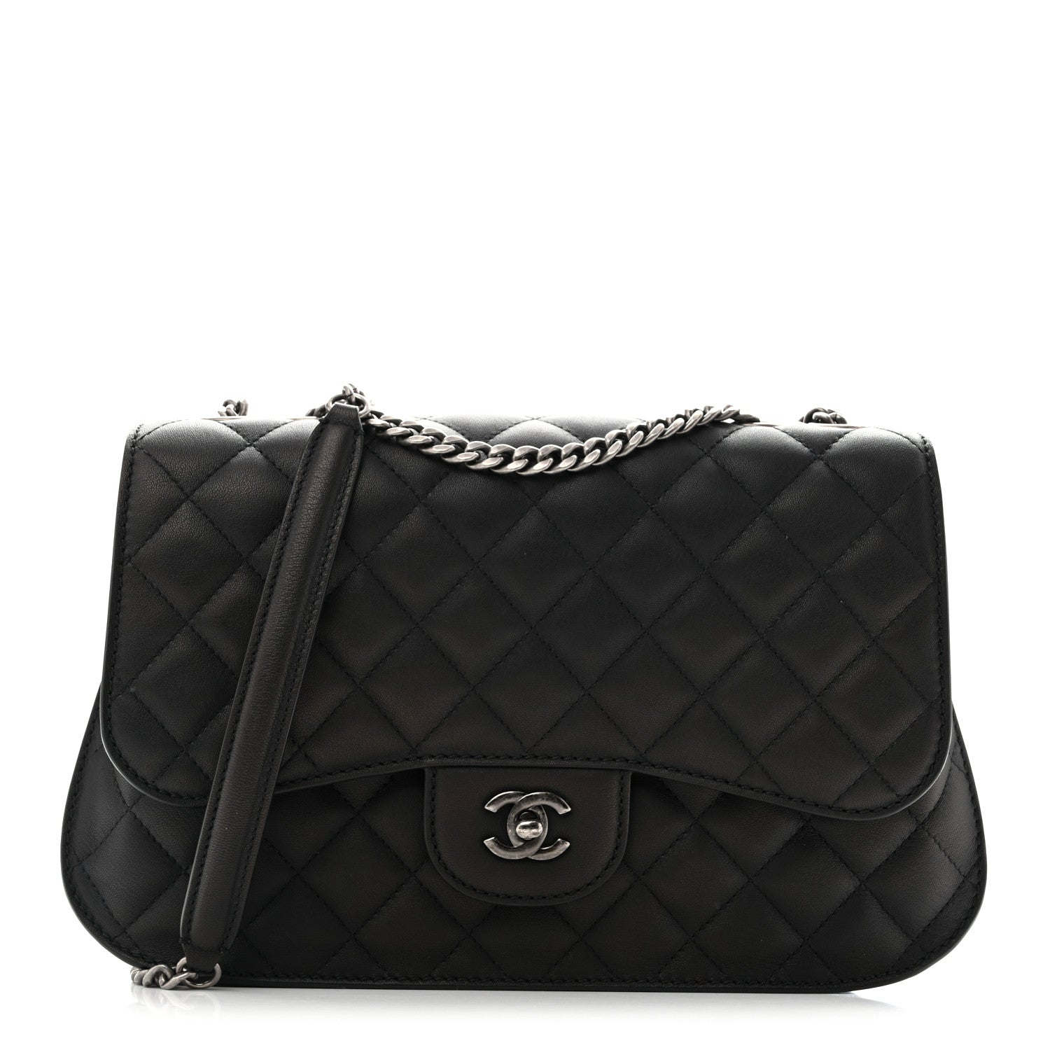 Chanel Metallic Goatskin Quilted Large Rock In Rome Flap Black 1 of 14