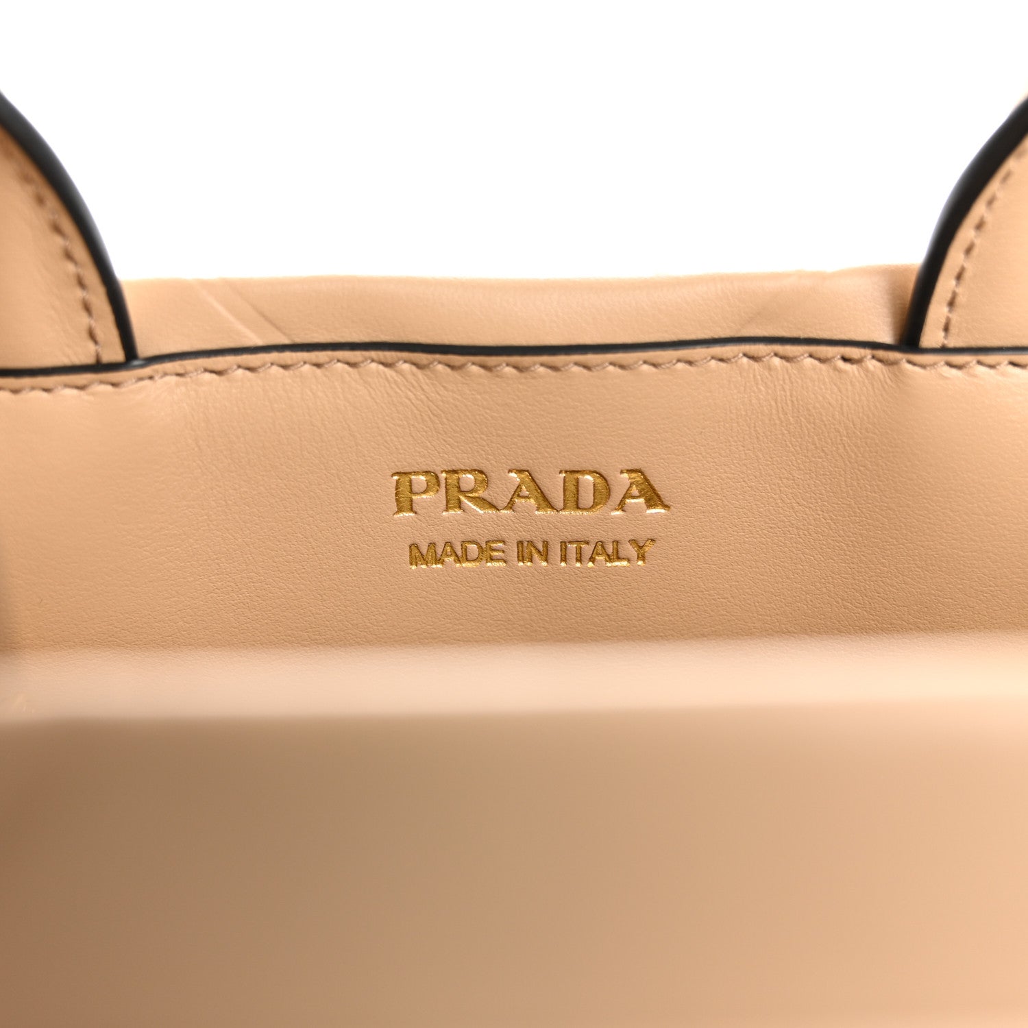 Prada Soft Calfskin Triangolo Symbole Embossed Mini Tote Sabbia 6 of 13