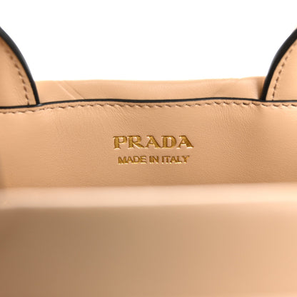 Prada Soft Calfskin Triangolo Symbole Embossed Mini Tote Sabbia 6 of 13