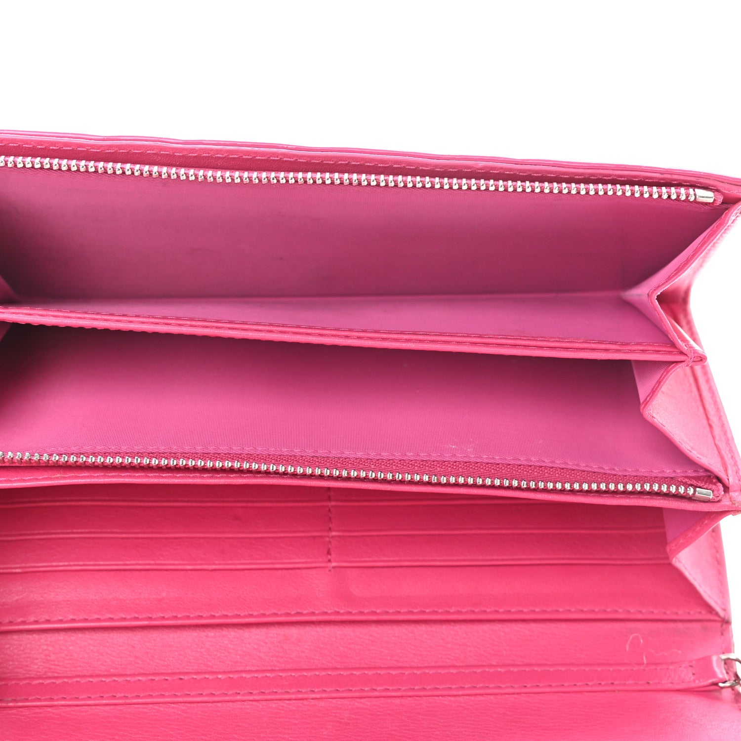 Christian Dior Patent Cannage Lady Dior Rendezvous Wallet On Chain Fuchsia 5 of 14