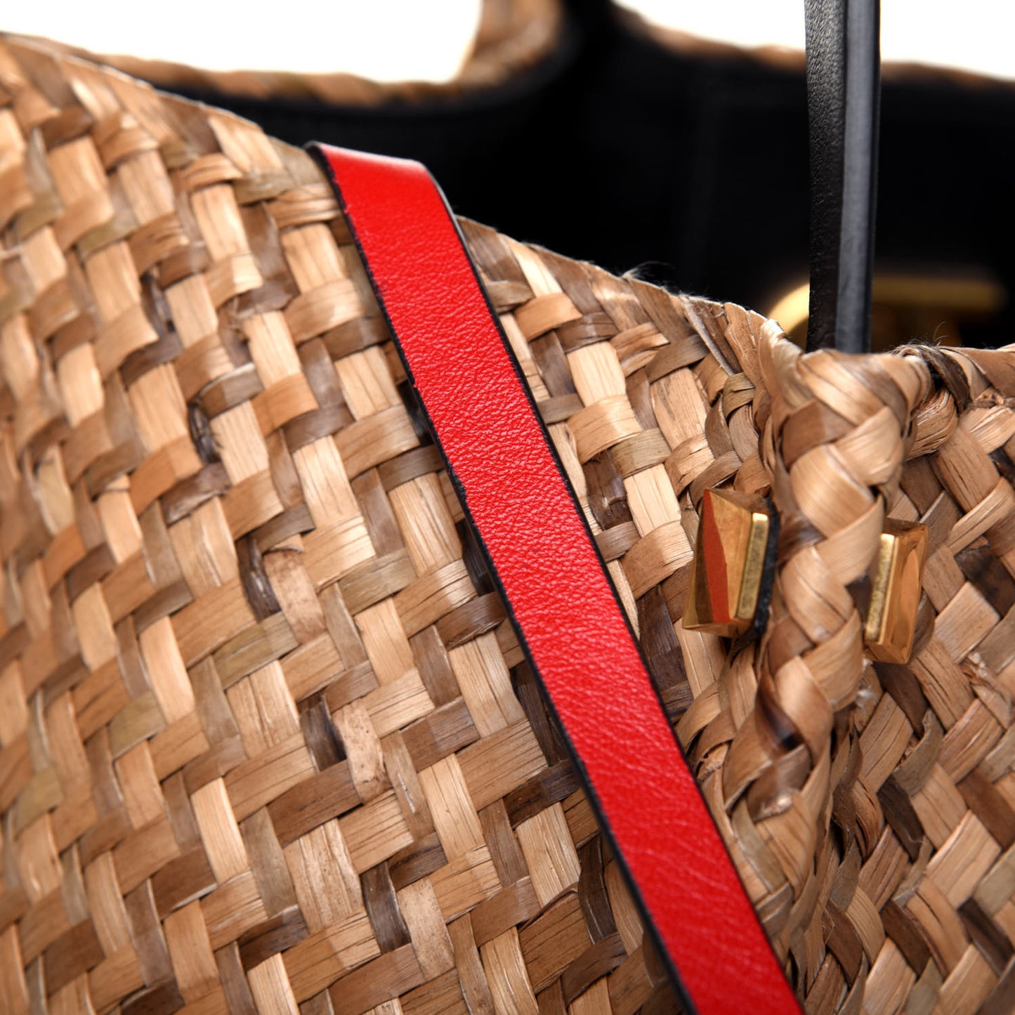 Raffia Medium Vlogo Escape Shopper Natural Black Rouge