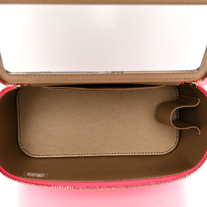 Chanel Patent Quilted Pearl Crush Small Vanity Case With Chain Neon Pink 5 of 11