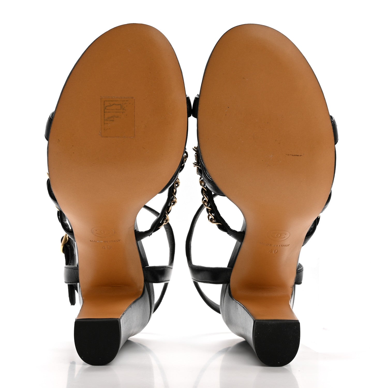 Chanel Lambskin CC Chain Sandals 40 Black 5 of 9