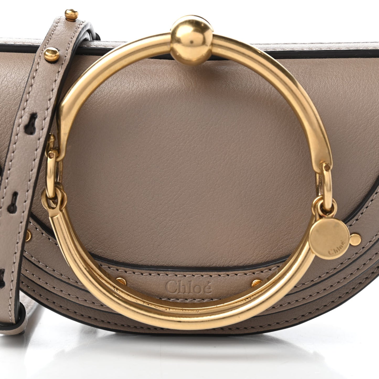 Calfskin Small Nile Bracelet Minaudiere Bag Motty Grey