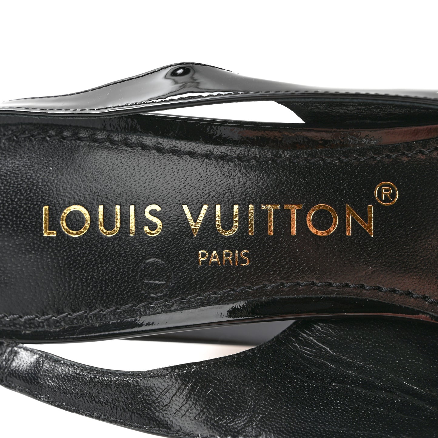 Patent Calfskin Shake Slingback Pumps 36 Black