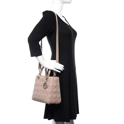 Christian Dior Lambskin Cannage Medium Lady Dior Taupe 2 of 9