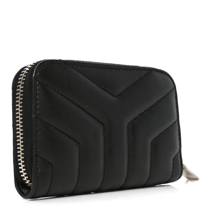 Saint Laurent Lambskin Y Quilted Monogram LouLou Zip Coin Purse Black 3 of 8