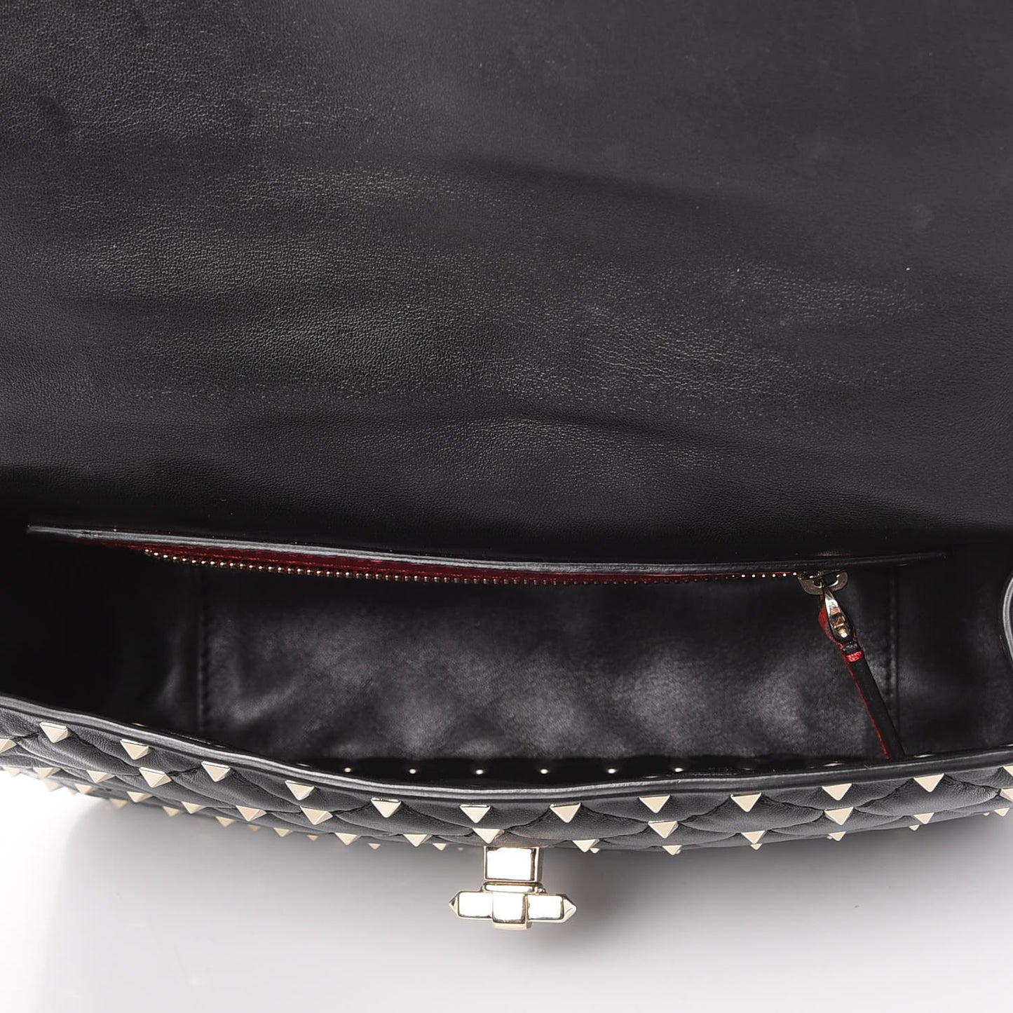 Lambskin Medium Rockstud Spike Shoulder Bag Black