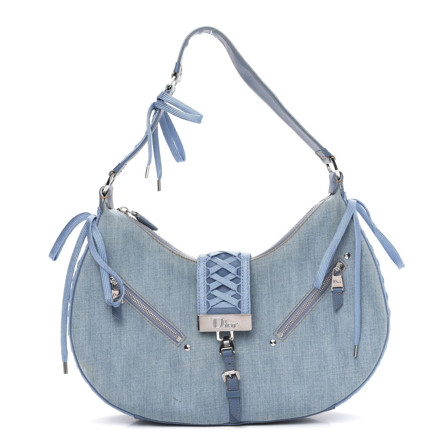 Christian Dior Denim Admit It Hobo Blue 1 of 12