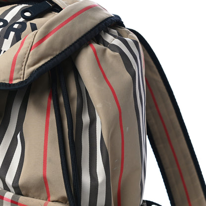 Burberry Nylon Icon Stripe Check Logo Print Backpack Natural 11 of 14