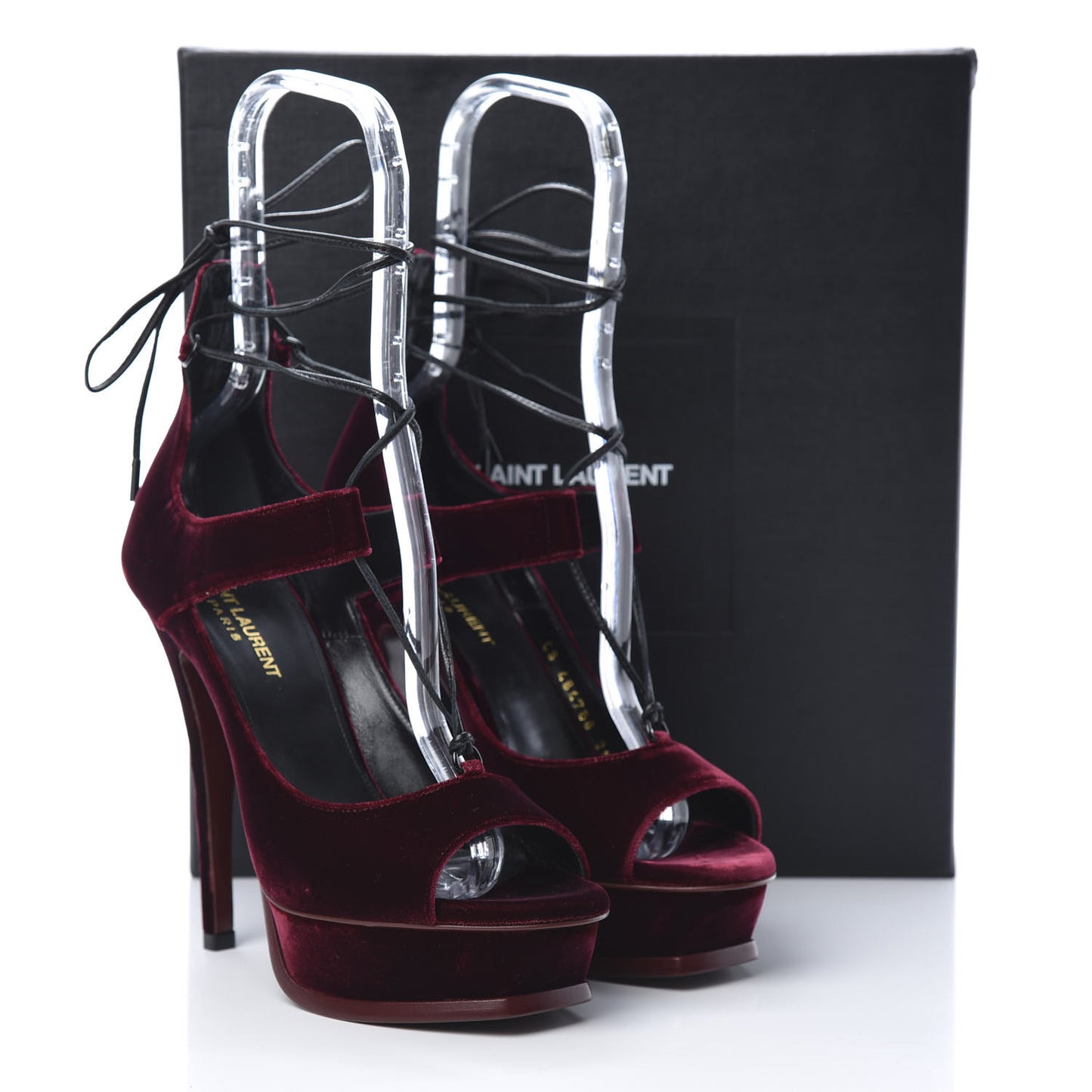 Velluto Master Lace Up Tribute 105 Platform Sandals 38 Burgundy