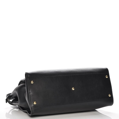 Fendi Vitello Seta Shiny Nappa Large Peekaboo Iconic Satchel Black 5 of 8