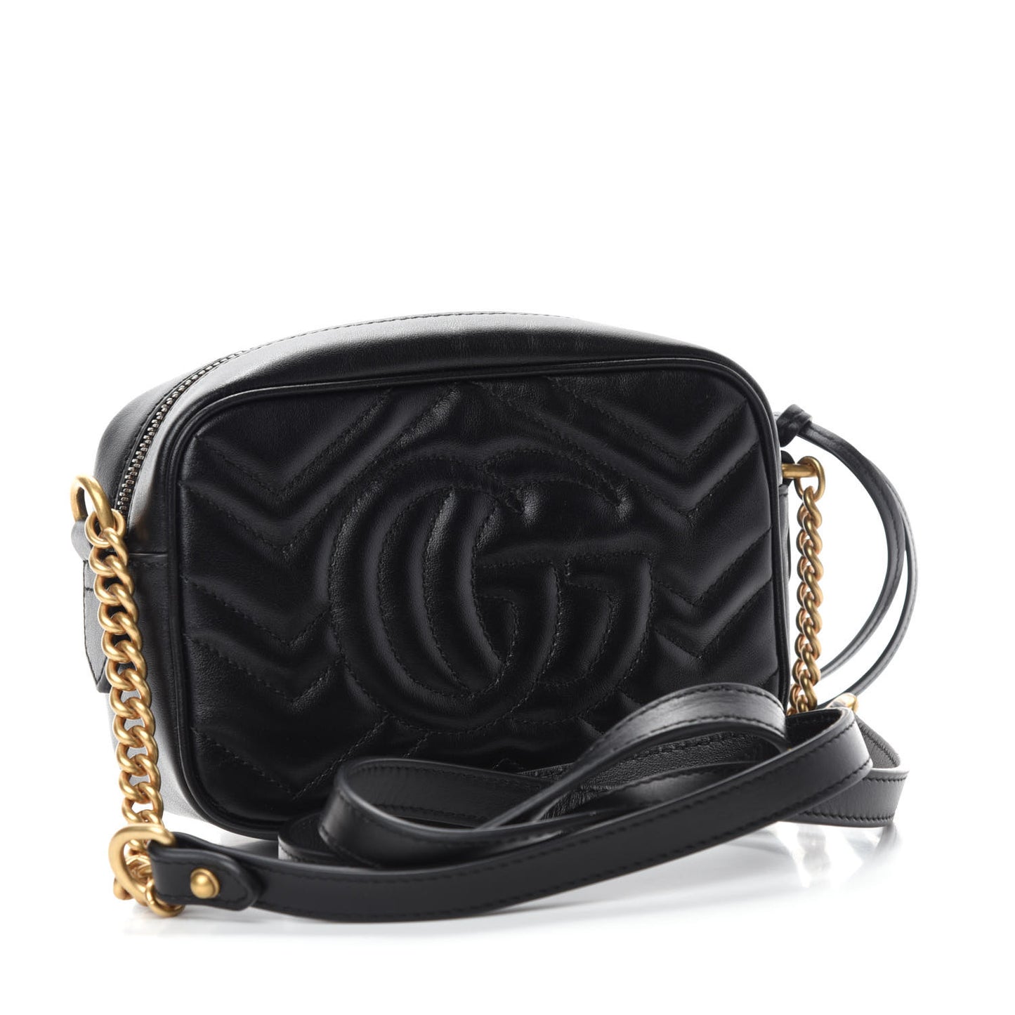 Calfskin Matelasse Mini GG Marmont Chain Shoulder Bag Black
