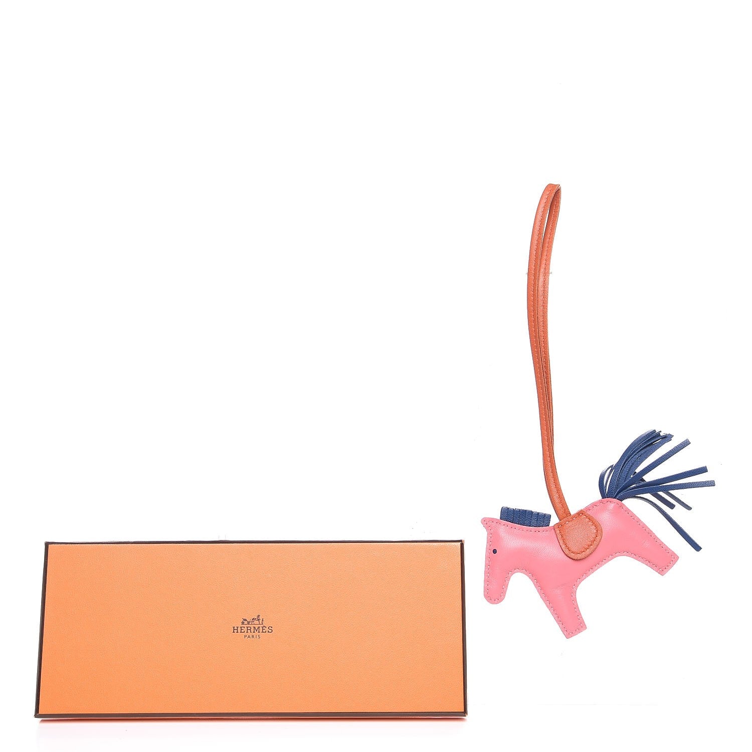 Hermes Milo Lambskin Grigri Rodeo Bag Charm PM Rose Azalee Cornaline Bleu De Malte 8 of 8