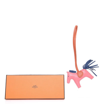 Hermes Milo Lambskin Grigri Rodeo Bag Charm PM Rose Azalee Cornaline Bleu De Malte 8 of 8