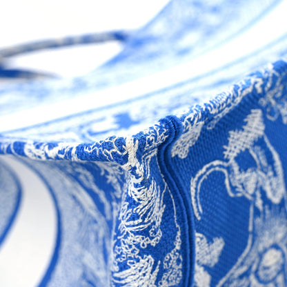 Christian Dior Canvas Embroidered Medium Dioriviera Toile De Jouy Book Tote Fluorescent Blue 7 of 11