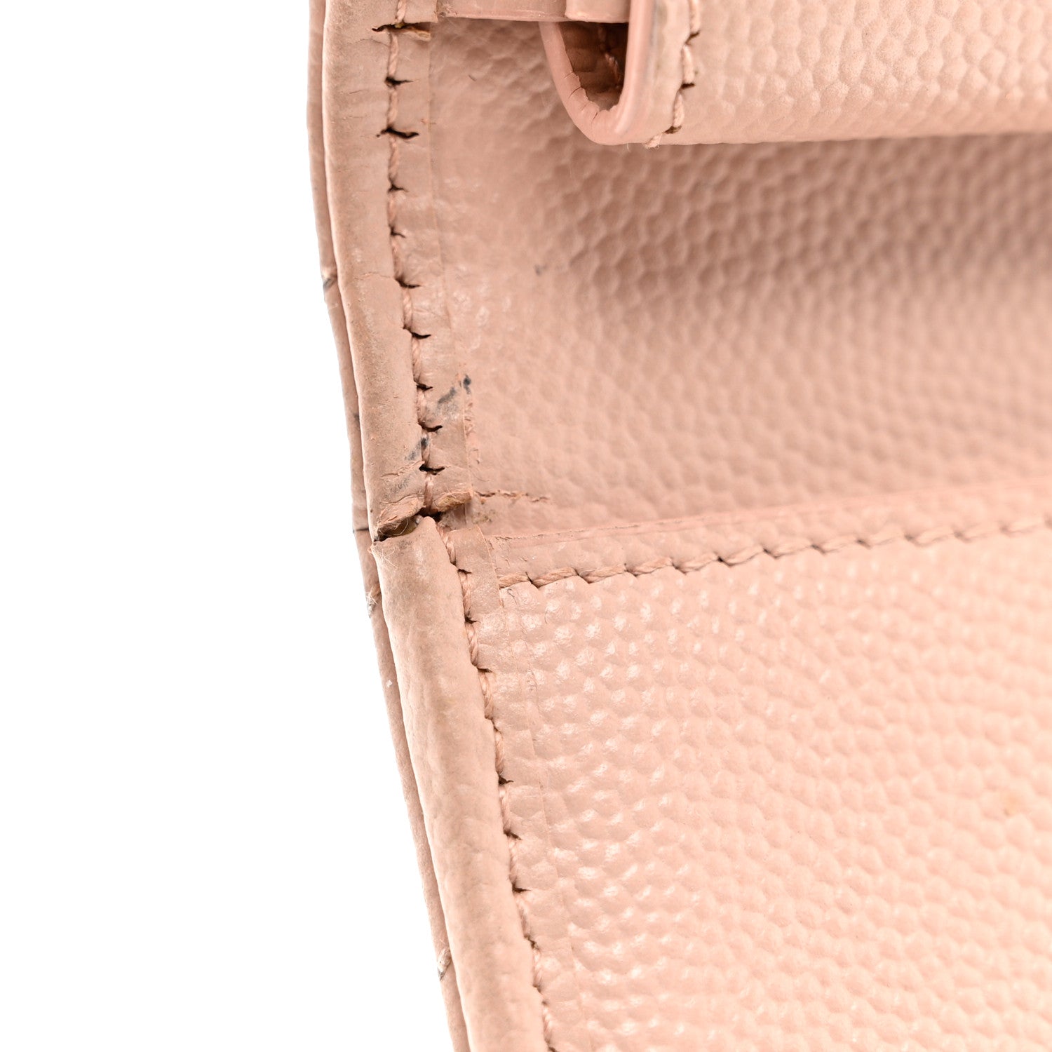 Saint Laurent Grain De Poudre Matelasse Chevron Monogram Compact Wallet Pink 9 of 10