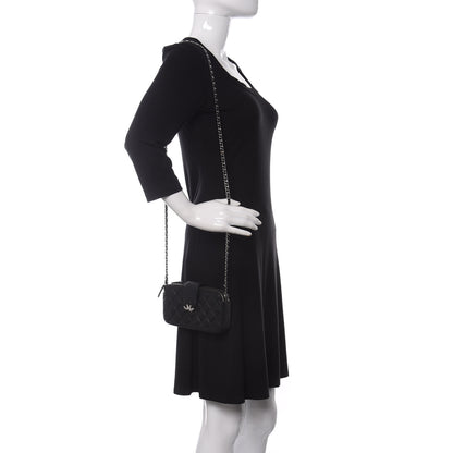 Chanel Lambskin Quilted CC Box Clutch With Chain Black 2 of 12