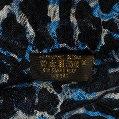 Louis Vuitton Cashmere Silk Leopard Stole Blue 6 of 6
