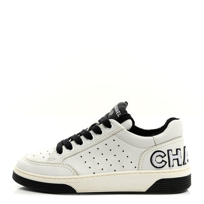 Chanel Calfskin Womens Logo Sneakers 35 Black White 1 of 10