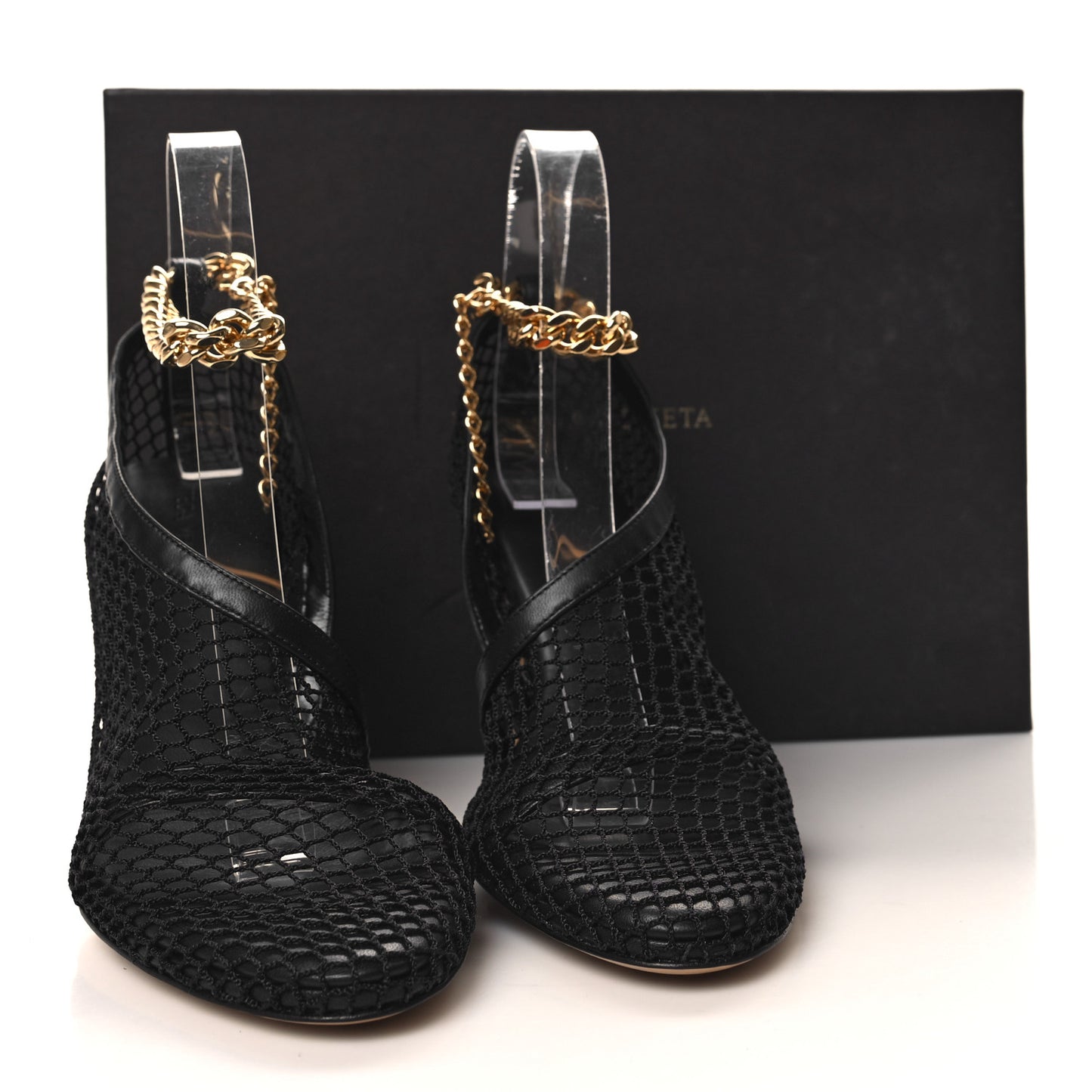 Mesh Nappa Chunky Chain Sandals 37.5 Black