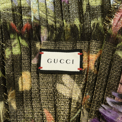 Gucci Wool Golden Flora Pleated Stole Black 2 of 3