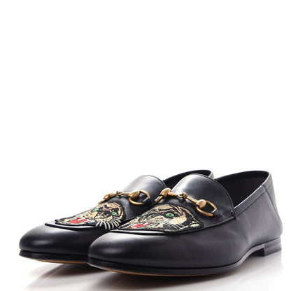 Gucci Goatskin Tiger Embroidered Mens Horsebit Loafers 8.5 Black 3 of 11