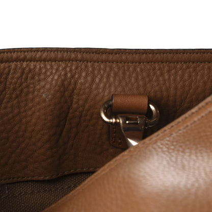 Burberry Grainy Calfskin Canvas Mega Check Medium Ashby Tassel Hobo Saddle Brown 11 of 14