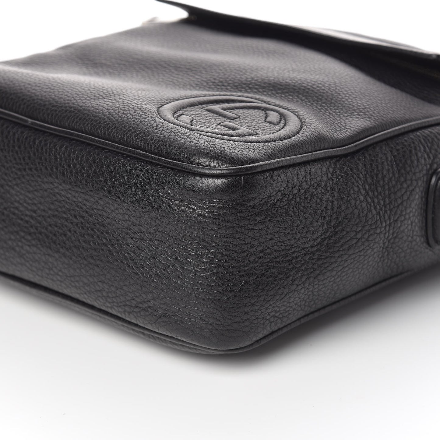 Pebbled Calfskin Medium Soho Messenger Bag Black