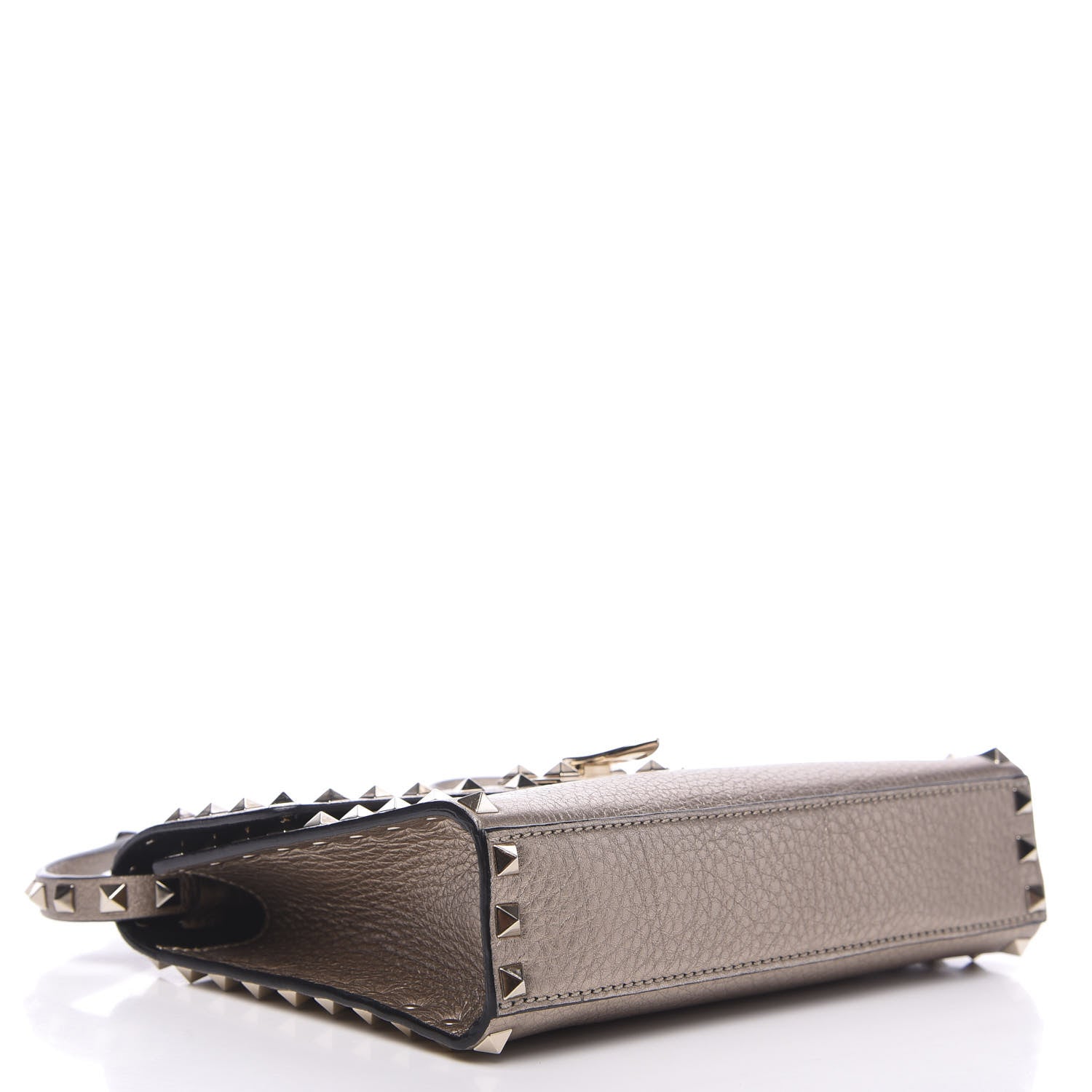 Valentino Garavani Metallic Pebbled Calfskin Medium Rockstud Flip Lock Crossbody Bag Skin 3 of 9