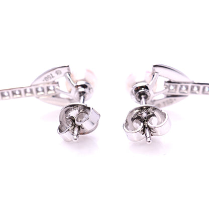 Mikimoto 18K White Gold Diamond Akoya Pearl 8mm Deco Drop Earrings 3 of 5
