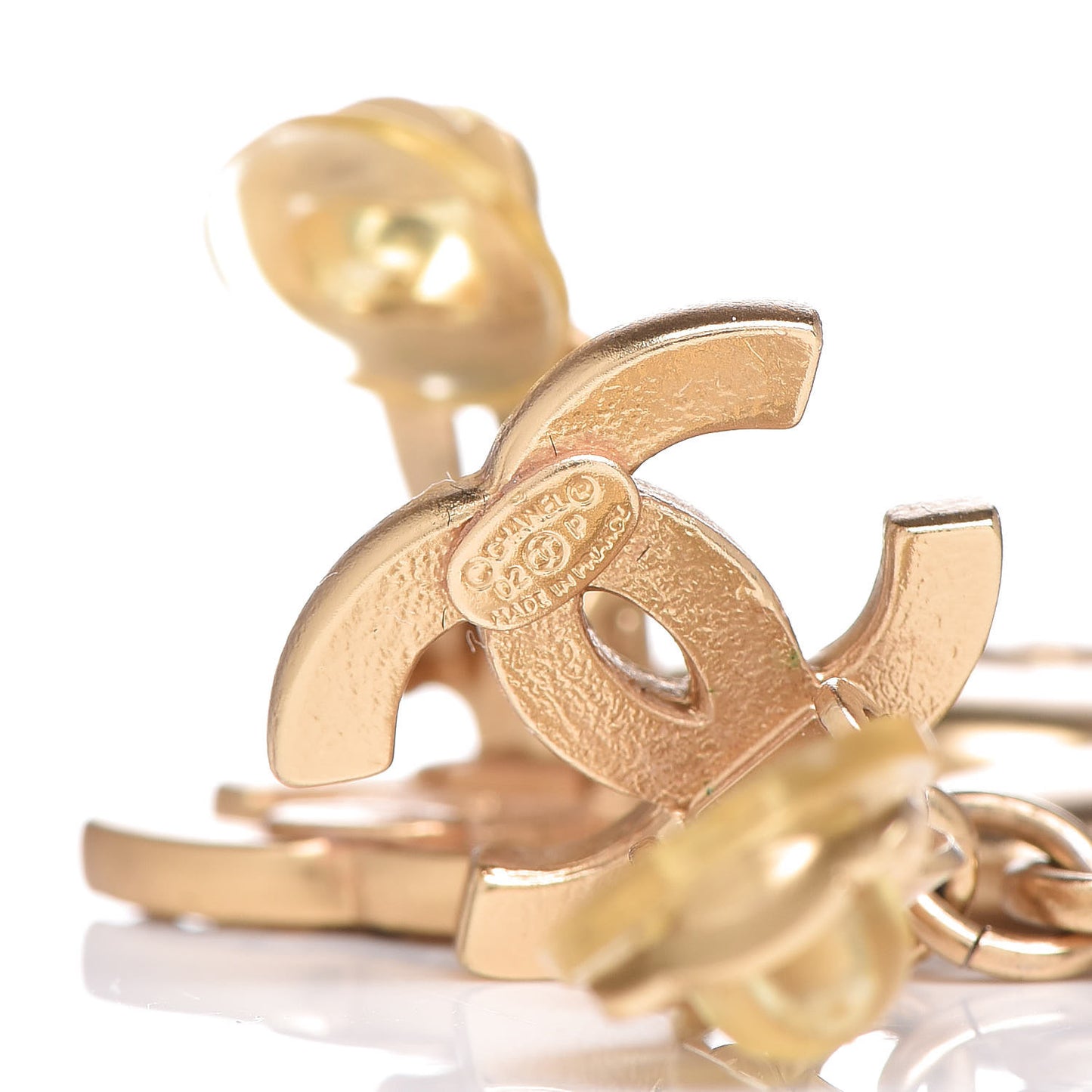 Crystal CC Heart Clip On Earrings Gold