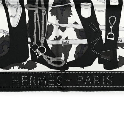 Hermes Silk Monsieur et Madame II Scarf 90 Black 4 of 5