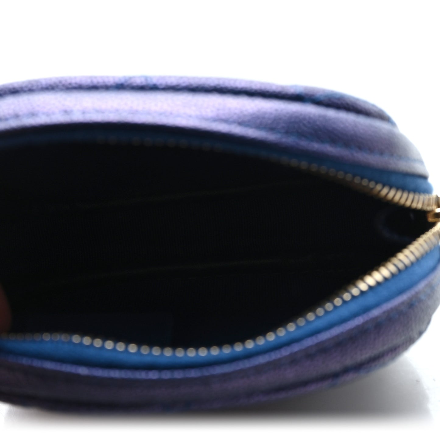 Iridescent Caviar Quilted Zip Around Classic Coin Purse Blue