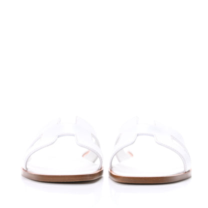 Hermes Box Calfskin Oran Sandals 37 White 2 of 8