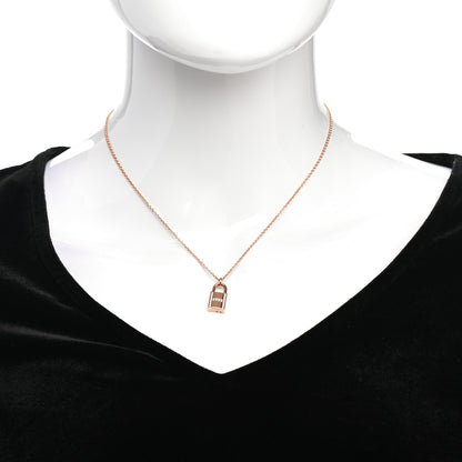 Hermes 18K Rose Gold Diamond Amulettes Cadenas Pendant Necklace 2 of 6