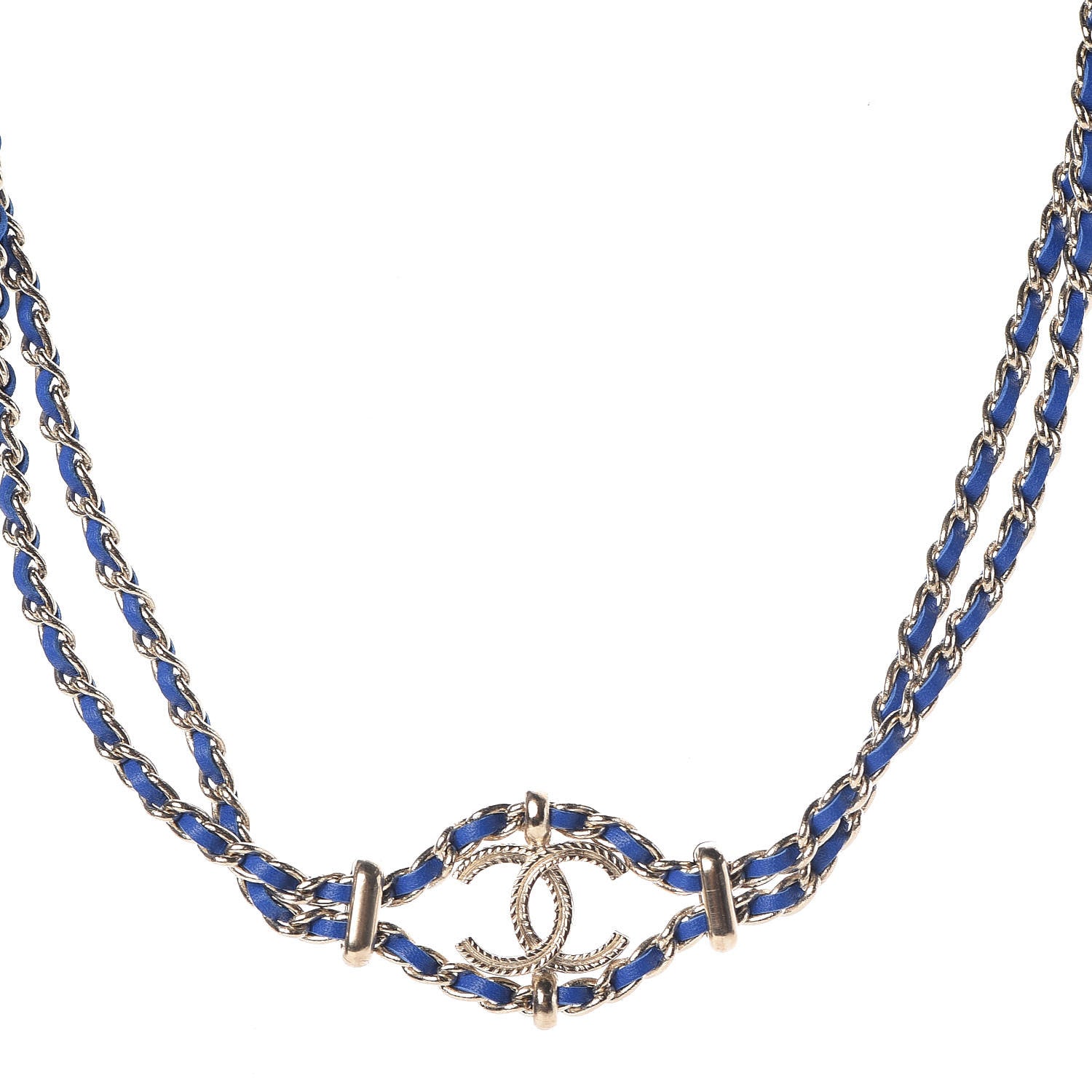 Chanel Metal Lambskin CC Chain Link Necklace Blue 1 of 5