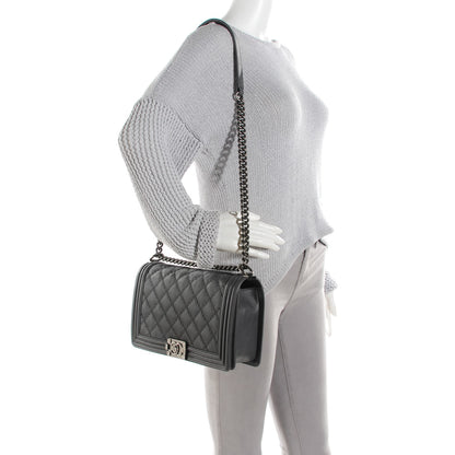 Chanel Calfskin Double Stitch New Medium Boy Flap Grey 3 of 7