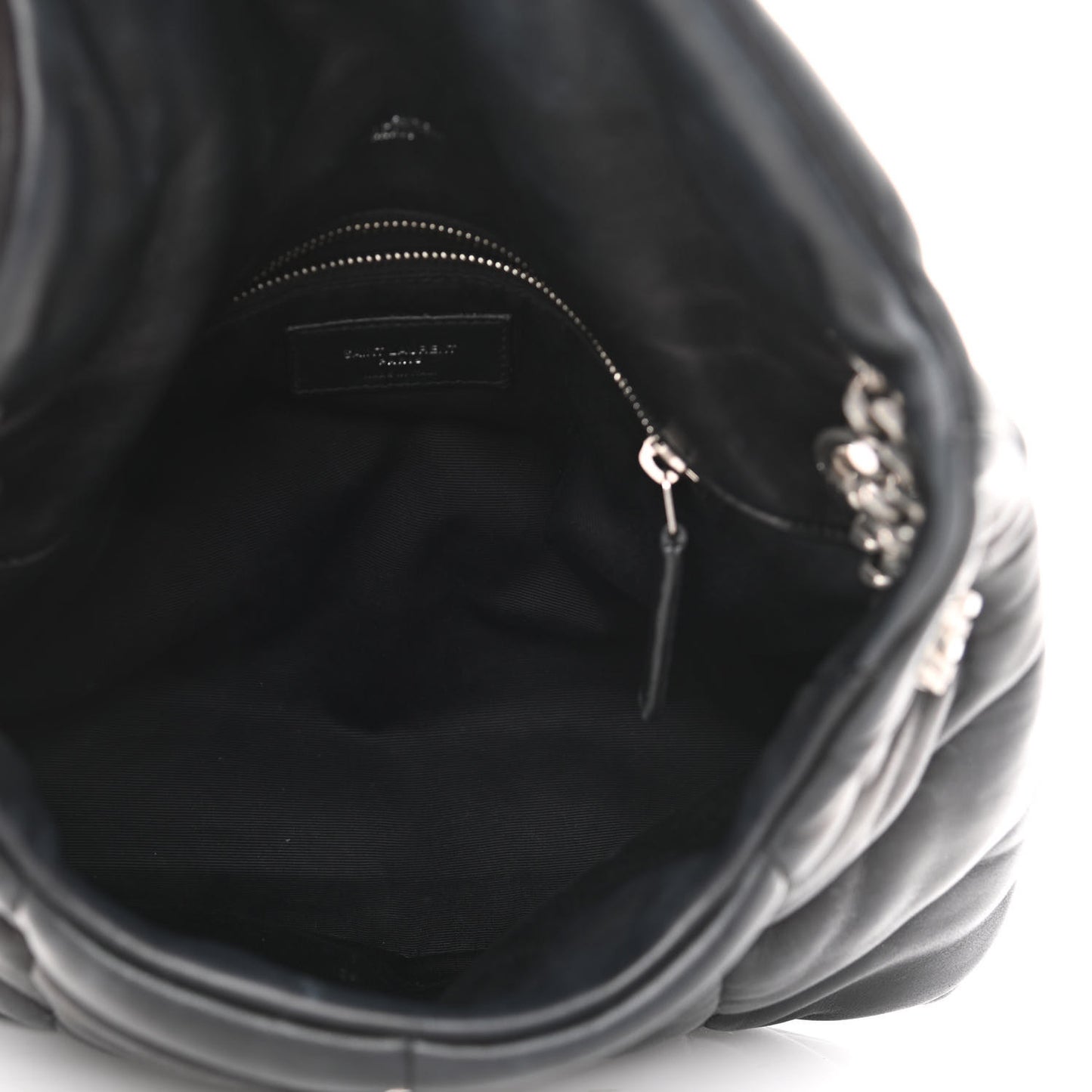 Lambskin Quilted Small Loulou Puffer Monogram Chain Satchel Black