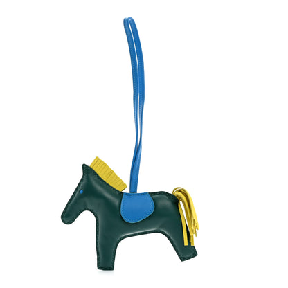 Hermes Milo Lambskin Grigri Rodeo Horse Bag Charm MM Malachite 1 of 4
