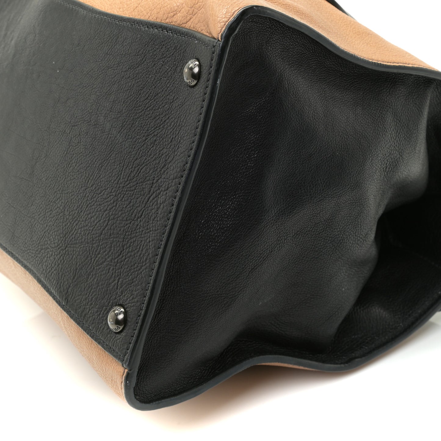 Glace Calf Large Twin Pocket Tote Naturale Black