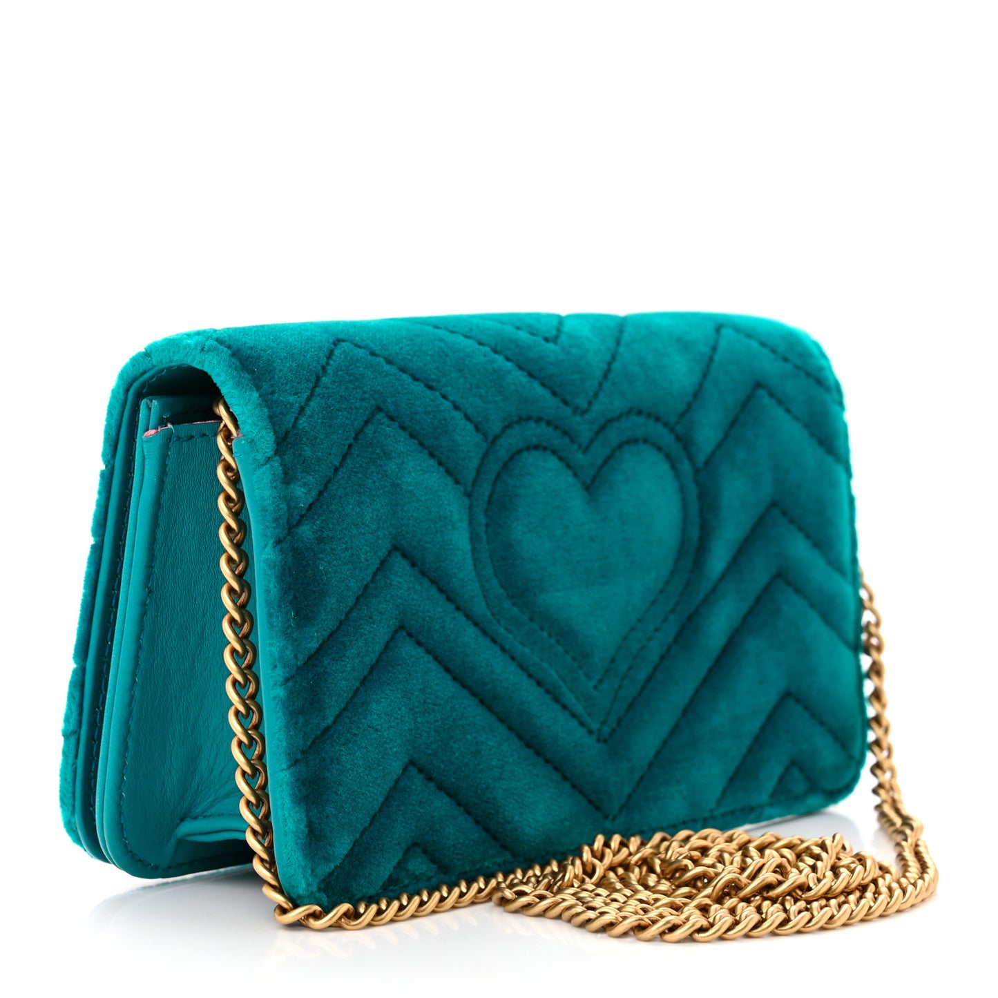 Velvet Matelasse GG Marmont Mini Bag Pavone Cyan