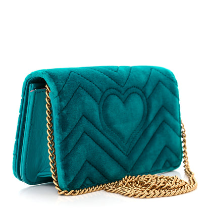 Gucci Velvet Matelasse GG Marmont Mini Bag Pavone Cyan 3 of 11