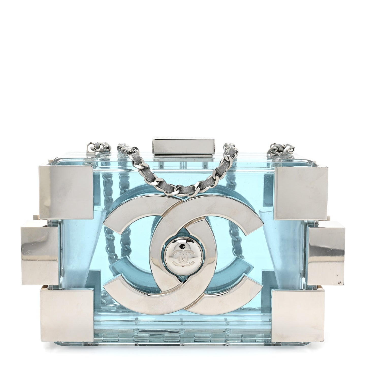 Plexiglass Boy Brick Lego Clutch Blue Silver