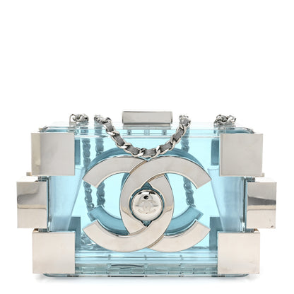 Chanel Plexiglass Boy Brick Lego Clutch Blue Silver 1 of 13