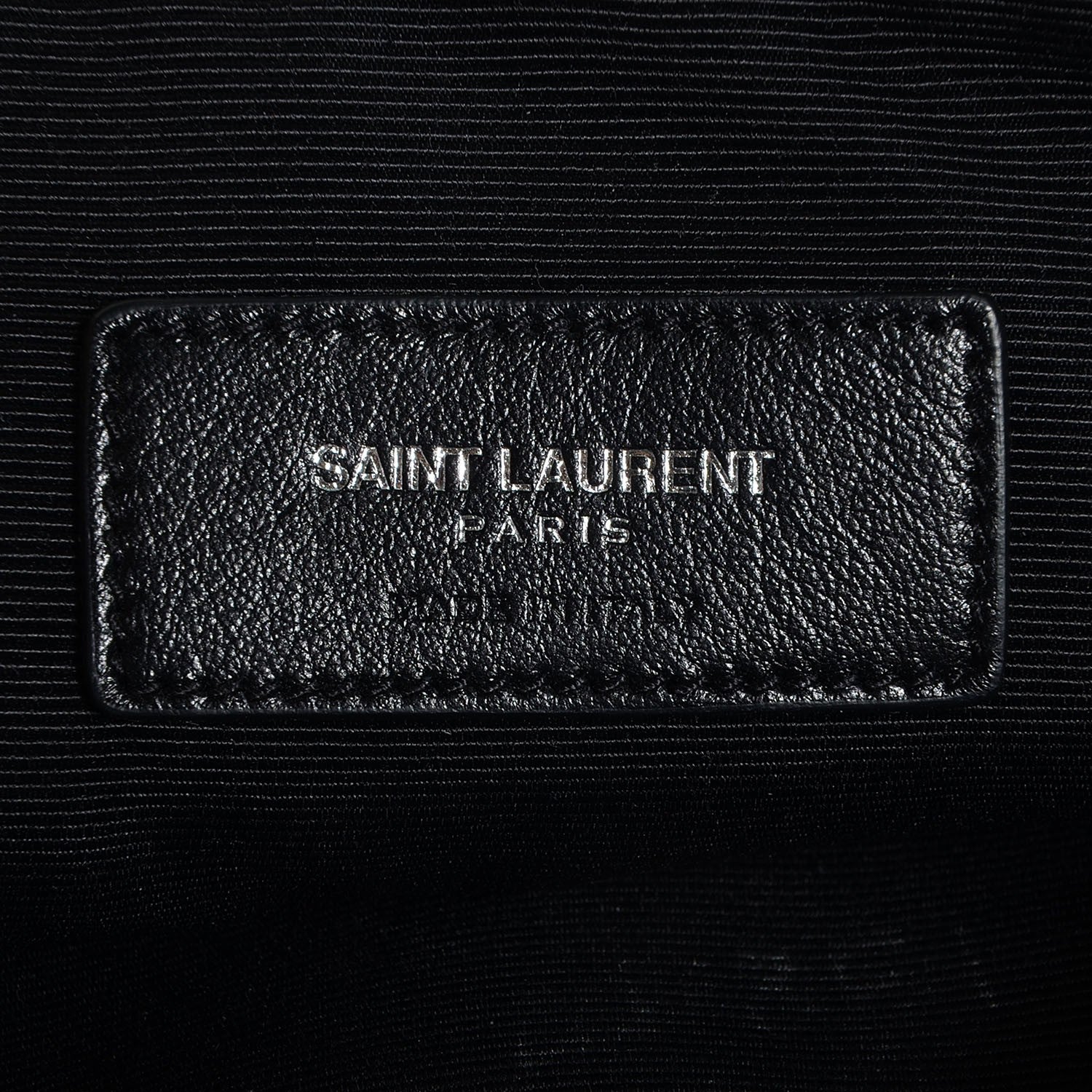 Saint Laurent Calfskin Crocodile Embossed Monogram Zip Pouch Black 6 of 9