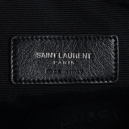 Saint Laurent Calfskin Crocodile Embossed Monogram Zip Pouch Black 6 of 9