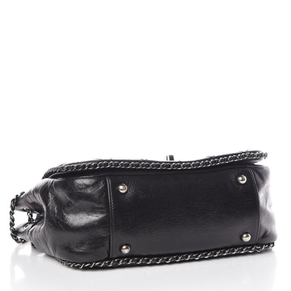 Chanel Calfskin Quilted Small CC Enchained Accordion Flap Black 5 of 14
