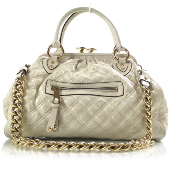 Quilted Leather Stam Bag White